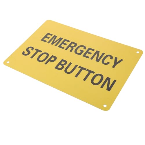 OUNONA Notausgang Warnschild aus Aluminium Gelber Hintergrund mit Schwarzem Text Notaus Stopp für Maschinen und Sicherheitsanwendungen von OUNONA