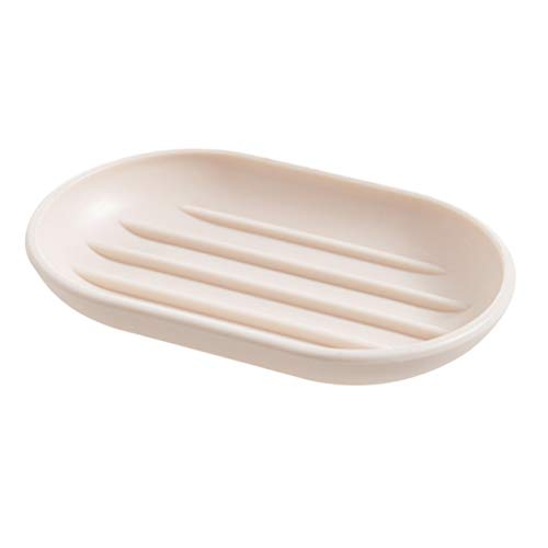 OUNONA Praktische Kreative ovale Seifenschalen Seifenkiste mit PP Material Badezimmer Kunststoff Seifenhalter (Beige) von OUNONA