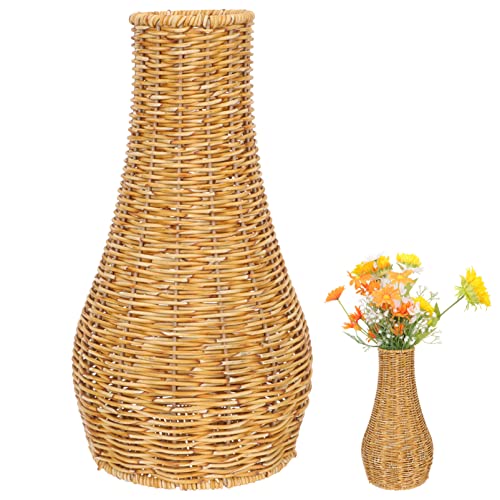 OUNONA Rattan Vase Hoch Weidenvase geflochtene Vase Getrocknete Blumenvase Blumenvase Deko Tischvase Vase Vintage Vase Pflanzen Vase Blumenarrangement für Wohnzimmer Tisch Deko L von OUNONA