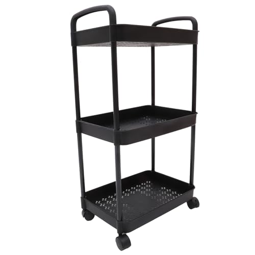OUNONA Küchen Rollwagen 3-lagig Mehrzweck Organizer Aus Stahl Schwarz Mit Rollen Platzsparend Für Küche Bad Wohnzimmer OUNONA Küchen Rollwagen 3-lagig Mehrzweck Organizer Aus Stahl Schwarz Mit Rollen Platzsparend Für Küche Bad Wohnzimmer von OUNONA