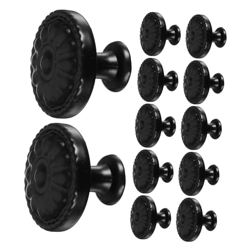 OUNONA Schwarze Aluminiumlegierung Schubladenknöpfe Runde Matte Blumengriffe Für Küchen Schlafzimmer Büromöbel Kommode Und Schränke von OUNONA