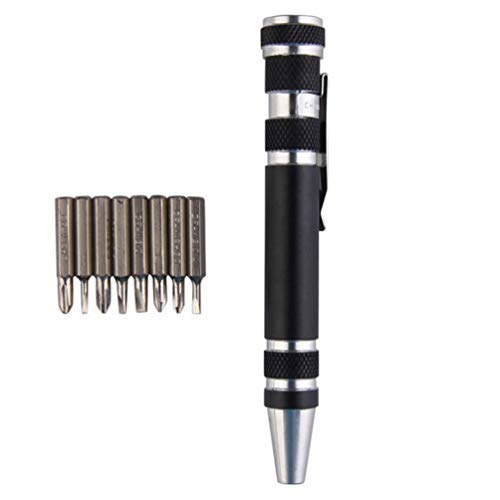 OUNONA Schraubendreher Set 8 in 1 Mini Multifunktions Tragbare Stift Reparatur Werkzeuge Kit (Schwarz) von OUNONA