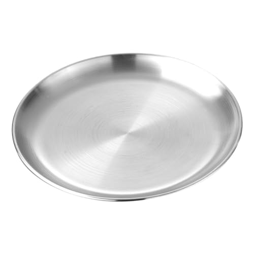 OUNONA Servierplatte Rund Dickes Pizzablech Goldfarben Robuste Buffetplatte für Salat Vorspeisen Desserts Spülmaschinenfest Vielseitig für Backofen und Festtagsbuffet von OUNONA
