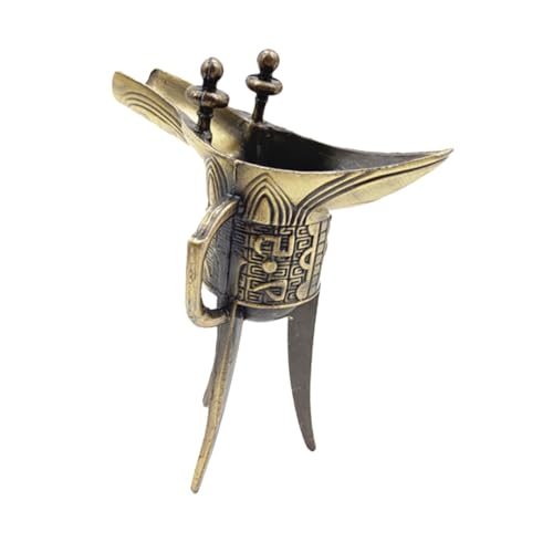 OUNONA Vintage Dreibeiniger Metall Weinbecher mit Chinesischen Gravuren Dekorativer Fotorequisit und Stilvolles Wohnaccessoire für Bar Büro und Traditionelle Kulturveranstaltungen von OUNONA