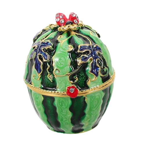 OUNONA Vintage Watermelon Hinged Schmuckbox aus Emaille Handbemalt Vielseitige Aufbewahrung für Ringe und Schmuck Kompakte Reisebox mit Dekorativem Ei Design Eleganter Organizer für OUNONA Vintage Watermelon Hinged Schmuckbox aus Emaille Handbemalt Vielseitige Aufbewahrung für Ringe und Schmuck Kompakte Reisebox mit Dekorativem Ei Design Eleganter Organizer für von OUNONA
