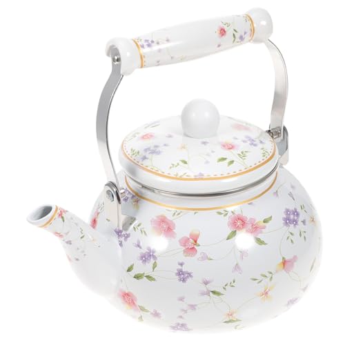 OUNONA Wasserkessel Emaille Teekessel Retro Wasserkocher: 2.5L Gasherd Camping Kaffeekanne Vintage Wassertopf Antike Teekocher Wasserkocher Nostalgie Teekocher Wasserkrug für Induktionsherd von OUNONA