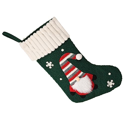 OUNONA Weihnachtsstrumpf Strickmuster Grün Wiederverwendbar Waschbar Weihnachtsdeko Zum Aufhängen An Baum Tür Fenster Feiertagsgeschenk Tasche von OUNONA