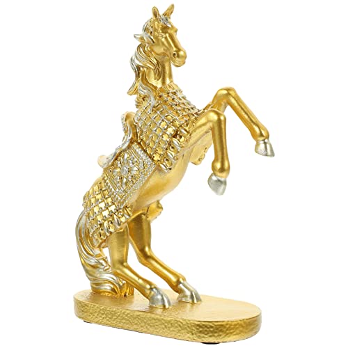 OUNONA Skulptur Deko Statue Feng Shui Figuren Deko Pferdestatue Harz Wohnzimmer Kreative Tierschmuck Wohnkultur Tisch Heim Büro Ration Gold von OUNONA