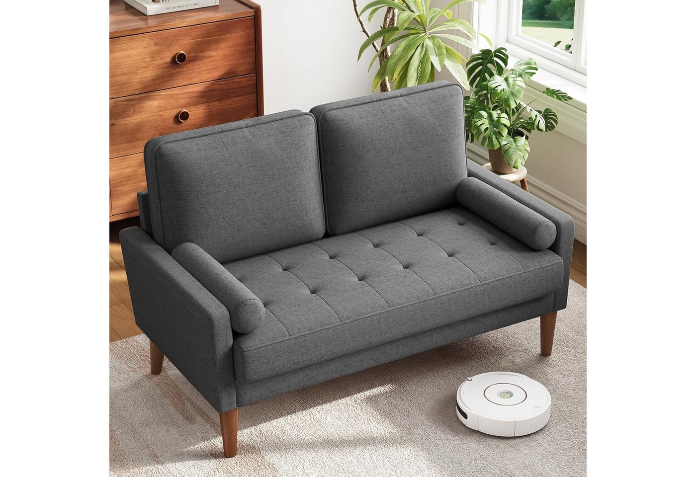 OUNUO 2-Sitzer Sofa 2 Sitzer, Modernes 2er Sofa mit 2 Wurfkissen von OUNUO