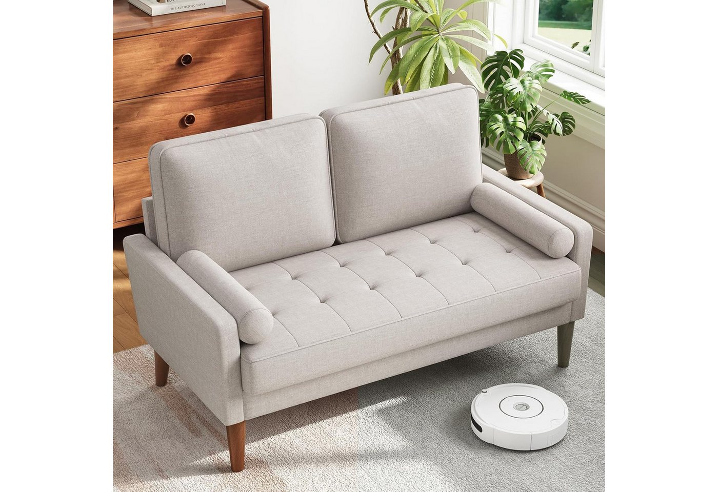 OUNUO 2-Sitzer Sofa 2 Sitzer, Modernes 2er Sofa mit 2 Wurfkissen von OUNUO