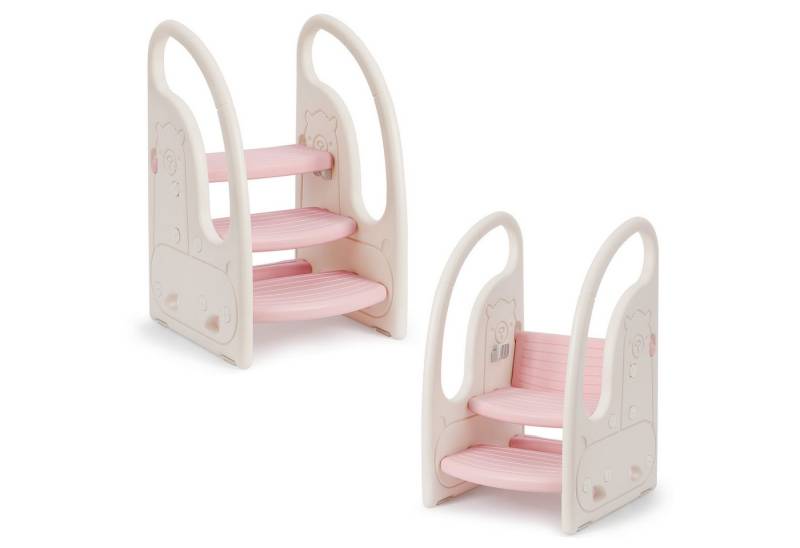 OUNUO Kinderhocker Kind-Tritthocker Kunststoff 3 Stufen mit breiten Stufen für 2 Jahre ab von OUNUO