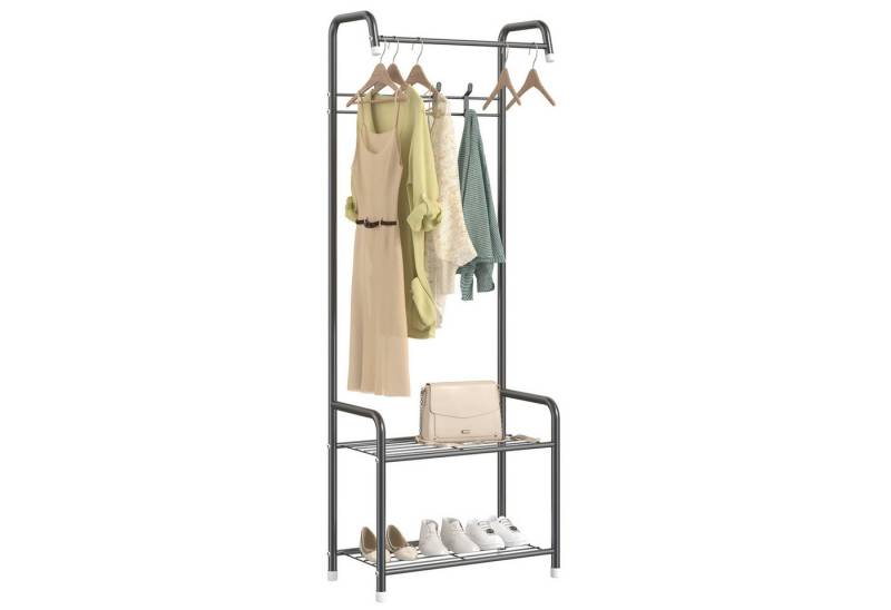 OUNUO Kleiderständer F-Form Kleiderständer mit 2 Ablage und 4 Haken OUNUO Kleiderständer F-Form Kleiderständer mit 2 Ablage und 4 Haken von OUNUO