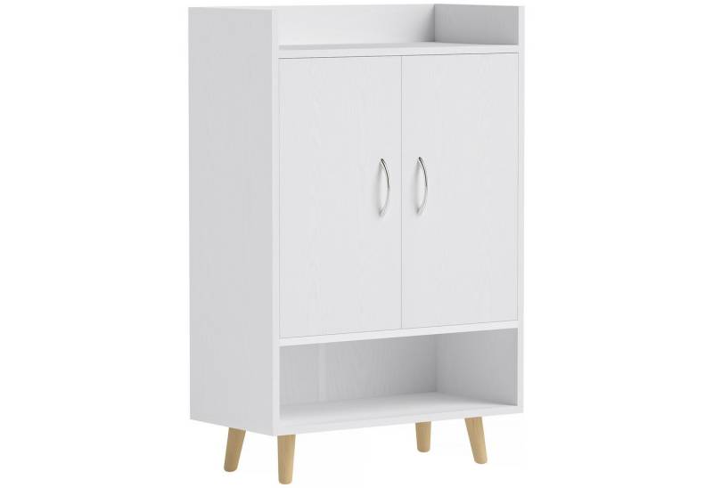 OUNUO Schuhschrank Moderne Schuhschrank mit Türen und Regalen, Weiß von OUNUO