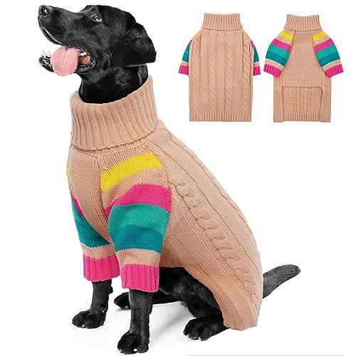 OUOBOB Hundepullover, große Hundepullover für Hunde, Mädchen, Jungen, Rollkragenpullover, Winter, rosa Hundeweste, Weihnachtshunde-Outfits, Haustier-Sweatshirt, Bekleidung, Strickwaren XXXL von OUOBOB
