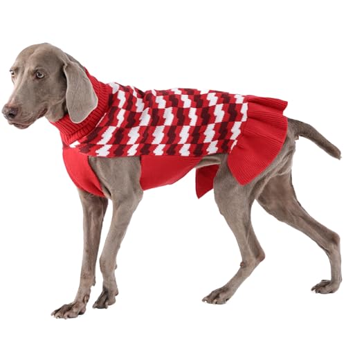 OUOBOB Hundepulloverkleid – warmer Rollkragenpullover für Hündinnen, Hundekleidung für große Hunde, ideal für kalte Wintertage, Weihnachts- oder Thanksgiving-Fotos – Rot, Größe XXL OUOBOB Hundepulloverkleid – warmer Rollkragenpullover für Hündinnen, Hundekleidung für große Hunde, ideal für kalte Wintertage, Weihnachts- oder Thanksgiving-Fotos – Rot, Größe XXL von OUOBOB