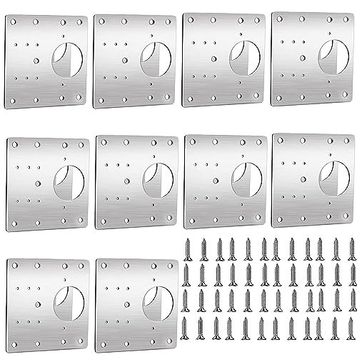 10 Stück Scharnier Reparaturplatte,Schrank Scharnier Reparaturplatte,Edelstahl Scharnier Reparaturplatte,Küchenscharnier Reparaturplatten,mit 60 Stück Schrauben,für Holzmöbel,Küche,Schrank von OUOQI