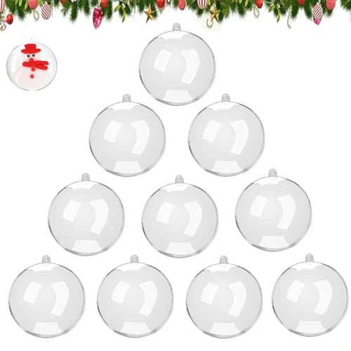 10 pcs Acryl-Kugeln Durchsichtige,Klar Weihnachtskugeln,BefüLlbare Kunststoff-Kugel,DIY Transparent Kugel,Durchsichtige Kunststoffkugeln, Clear Christmas Baubles,für Weihnachten,Party,Wohnkultur von OUOQI