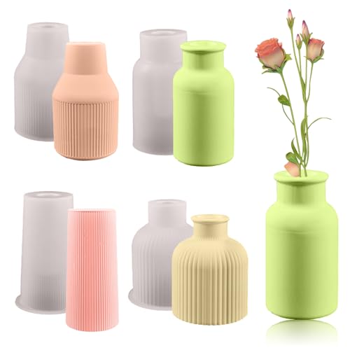 4 Stück Vase Silikonform,Blumenvase Silikonformen,Handgefertigte DIY Silikonform,Vase Gießformen,Vases Resin Formen,Zur Herstellung von Vasen von OUOQI