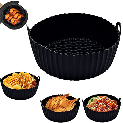 Air Fryer Silicone Pot(20cm),Silicone Air Fryer Basket,Airfryer Zubehör,Antihaft Universal Luftfritteuse Matten,Silikon airfryer Air Fryer,Wiederverwendbar Air Fryer Accessories,leicht zu reinigen von OUOQI