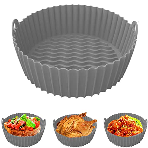 Air Fryer Silicone Pot,Wiederverwendbar Luftfritteuse Matten Silikon Korb Heißluftfritteuse,Air Fryer Accessories,Air Fryer Liners Silicone Pot Basket,Heissluftfritteuse Silikon Backblech(20cm) von OUOQI