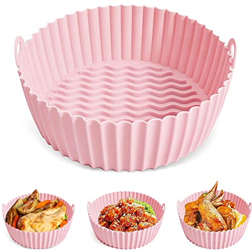 Air Fryer Silicone Pot(20cm),Silicone Air Fryer Basket,Airfryer Zubehör,Antihaft Universal Luftfritteuse Matten,Silikon airfryer Air Fryer,Wiederverwendbar Air Fryer Accessories,leicht zu reinigen von OUOQI