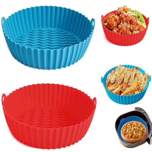 20cm Air Fryer Silicone Pot,Silicone Air Fryer Basket,Airfryer Zubehör,Antihaft Universal Luftfritteuse Matten,Silikon airfryer Air Fryer,Wiederverwendbar Air Fryer Accessories,leicht zu reinigen von OUOQI