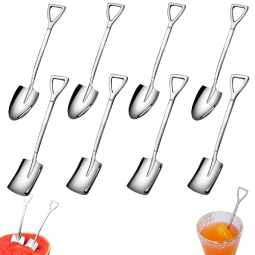 8 Stück Spatenlöffel,Wassermelonenlöffel,Dessertlöffel,Edelstahl Eislöffel,Schaufel Löffel,Edelstahl Spatenlöffel,Edelstahl Teelöffel,Schaufelförmiger Kreativer,für Esszimmer Küche Esstisch ﻿ von OUOQI