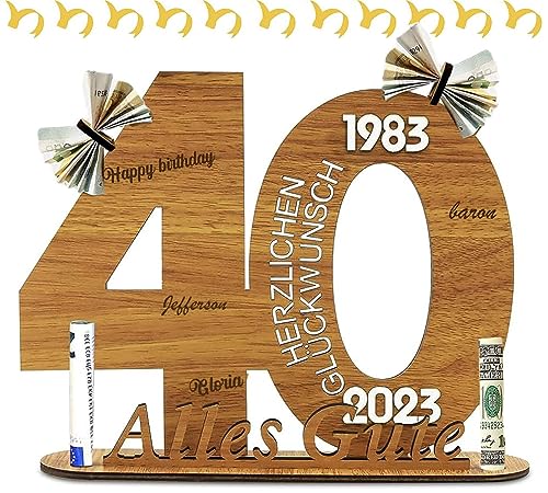 Holzschild Gästebuch Geburtstag Holz,2023 Geburtstag Jubiläum für Jahre Mann Frau Holz Schild Gästebuch - Originelle Geldgeschenke,Geburtstag Geldgeschenk Holz,Deko Zahlen 40 Jahre mit Jahreszahlen von OUOQI