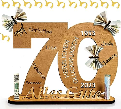 Holzschild Gästebuch Geburtstag Holz,2023 Geburtstag Jubiläum für Jahre Mann Frau Holz Schild Gästebuch - Originelle Geldgeschenke,Geburtstag Geldgeschenk Holz,Deko Zahlen 70 Jahre mit Jahreszahlen von OUOQI