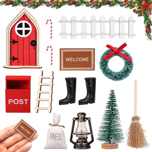 Wichteltür Komplettset, Feentür Weihnachtsdeko, Wichtel Zubehör Weihnachten Set, Feentür Weihnachtsdeko, Miniatur Weihnachtswichtel Deko, Weihnachtswichtel Tür Set, für DIY Dekoration für Weihnachten Wichteltür Komplettset, Feentür Weihnachtsdeko, Wichtel Zubehör Weihnachten Set, Feentür Weihnachtsdeko, Miniatur Weihnachtswichtel Deko, Weihnachtswichtel Tür Set, für DIY Dekoration für Weihnachten von OUOQI