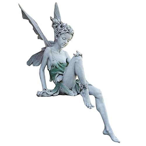 Feenstatue, Hof, Teich, Figur, Haus, Terrasse, Engelskulptur, Ornament, Graugrau von OUOULAJY