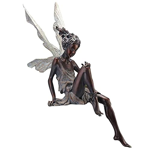 Feenstatue, Hof, Teich, Haus, Terrasse, Engelskulptur, Ornament, Braun von OUOULAJY