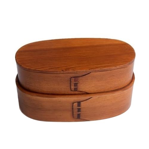 Holz-Besteck-Lunchbox mit doppellagiger Aufbewahrung, leicht zu tragen und hat eine große integrierte Kapazität, Geschirr, Lebensmittel, wie abgebildet von OUOULAJY