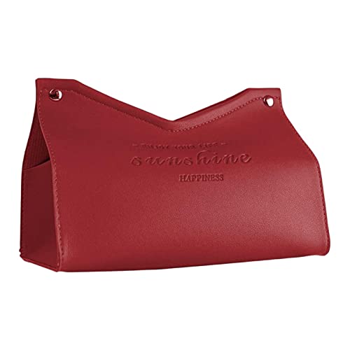Moderner Taschentuchbox-Halter, PU-Leder, Dreieck, für Kommode, Badezimmer, Dekoration, Rot von OUOULAJY