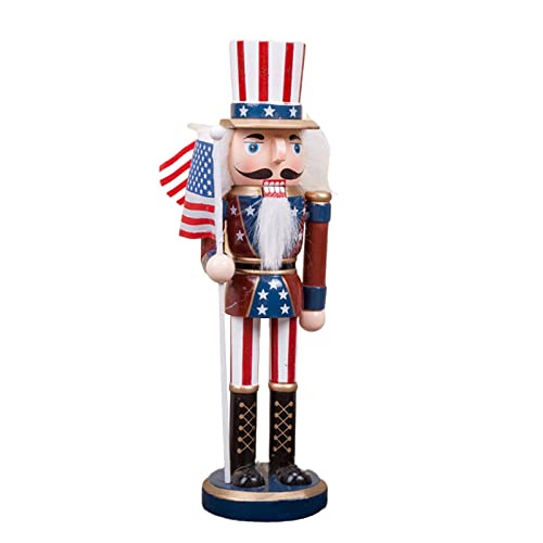 Nussknacker-Puppe aus Holz, 25 cm, für Zuhause, Schreibtisch, Outdoor, Hof, Baumdekoration, Flagge von OUOULAJY