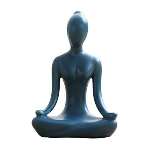 OUOULAJY 1 x Yoga-Mädchen-Ornamente, Kunstfigur, Statue, kleines Regal, Schreibtisch-Dekoration, Blau, Stil 1 von OUOULAJY