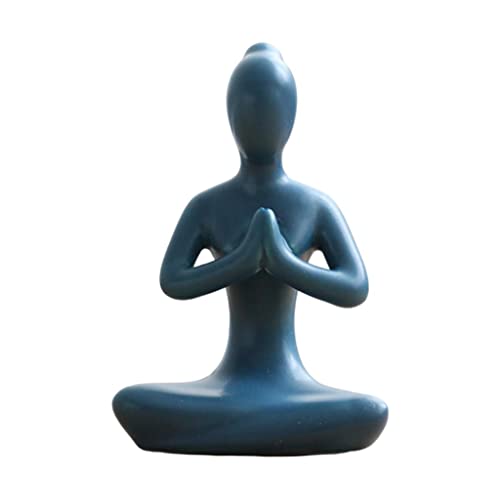 OUOULAJY 1 x Yoga-Mädchen-Ornamente, Kunstfigur, Statue, kleines Regal, Schreibtisch-Dekoration, Blau, Stil 2 von OUOULAJY
