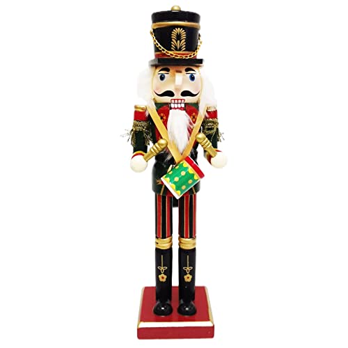 OUOULAJY 30 cm Höhe Holz Nussknacker Soldat Ornamente Weihnachtspuppe Sammlerstücke Trommel von OUOULAJY