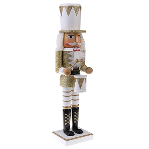 OUOULAJY 38 cm Vintage handbemalt Dru mmer Nussknacker Xmas Decor Ornament Gold OUOULAJY 38 cm Vintage handbemalt Dru mmer Nussknacker Xmas Decor Ornament Gold von OUOULAJY