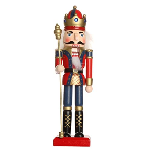 OUOULAJY Handbemalter Nussknacker aus Holz, König mit Zepter, Weihnachtsschmuck von OUOULAJY