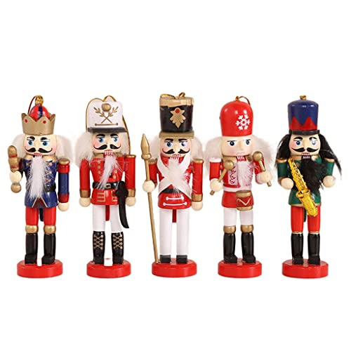OUOULAJY Mini-Nussknacker-Soldat aus Holz, 12,7 cm, Weihnachtsdekoration, 5 Stück von OUOULAJY