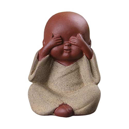OUOULAJY Mini-Schreibtisch-Dekoration, Tee-Craft-Buddha-Statue, Mönch-Figur, Keramik, Bonsai, Gelb OUOULAJY Mini-Schreibtisch-Dekoration, Tee-Craft-Buddha-Statue, Mönch-Figur, Keramik, Bonsai, Gelb von OUOULAJY