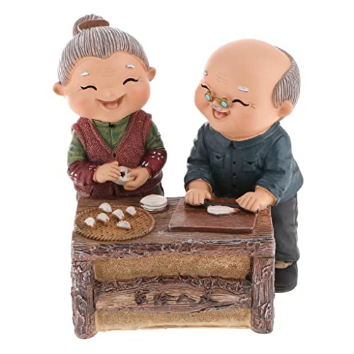 OUOULAJY Old Couple Ornament Old Man Granny Home Decoration 04 Make Dumpling von OUOULAJY