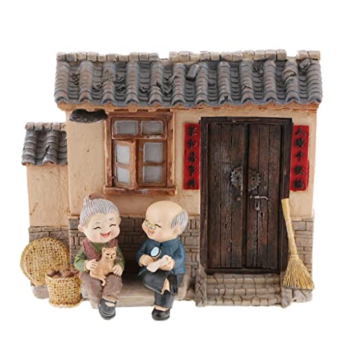 OUOULAJY Old Couple Ornament Old Man Granny Home Decoration 11 Hold a Cat von OUOULAJY