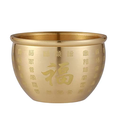 OUOULAJY Schatzbecken Reis Bottich Messing Feng Shui Schüssel für Einweihungsfeier Festival Schreibtisch Gold Breite 6,5 cm von OUOULAJY