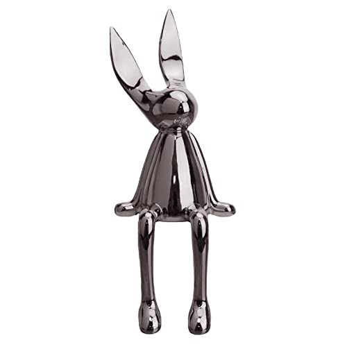 OUOULAJY Sitzender Hase, Figur für Bücherregal, Wohnzimmer, Schlafzimmer, Dunkelgrau, Größe L von OUOULAJY