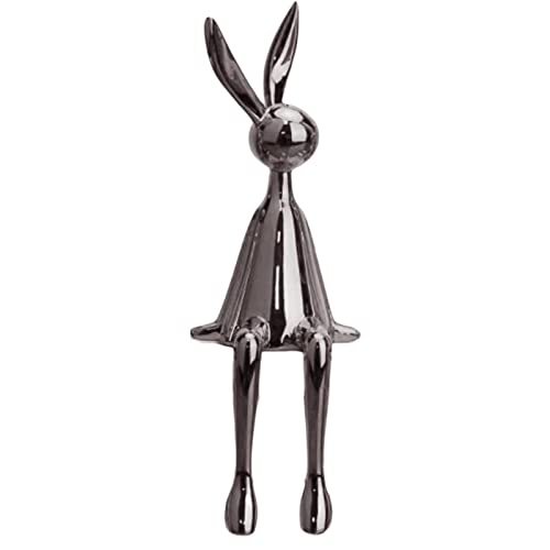 OUOULAJY Sitzender Hase, Figur für Bücherregal, Wohnzimmer, Schlafzimmer, Dunkelgrau, Größe S von OUOULAJY