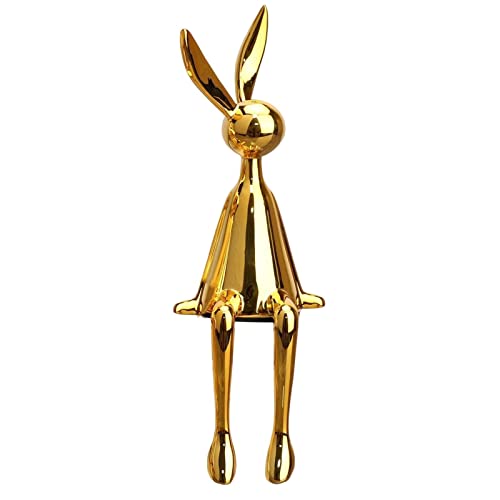 OUOULAJY Sitzender Hase Ornament Häschen Figur für Bücherregal Wohnzimmer Schlafzimmer Golden S von OUOULAJY