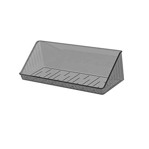 OUOULAJY Transparentes Duschregal ohne Bohren, Badezimmer- oder Schlafzimmer-Organisation, Grau, Größe L von OUOULAJY