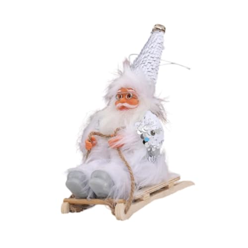 OUOULAJY Weihnachtsmann Skifahren Figur Indoor Schreibtisch Weihnachtsmann Schlitten Figur Dekoration Weiß 6,5x13,5x19cm von OUOULAJY